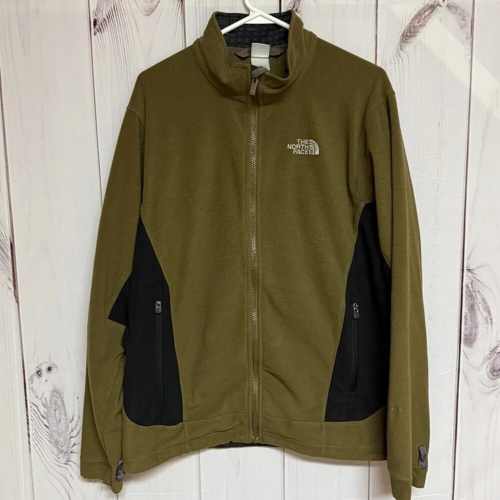 The North Face Men’s TKA 100 Full-Zip Jacket L‎ Olive Green/Black EUC